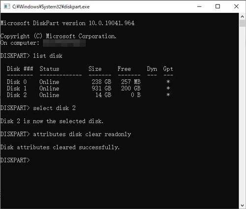 USBメモリー書き込み禁止を解除